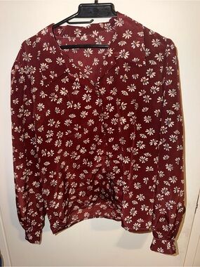 Maroon floral button up